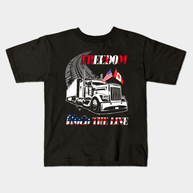 Truckers Freedom Convoy 2022 Trucker Tshirt for USA & Canada Kids T-Shirt by nvqdesigns